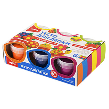 картинка Тесто для лепки " Lori " Пластишка Набор №10 6 цв по 80гр в малой пластиковой банке с крышкой