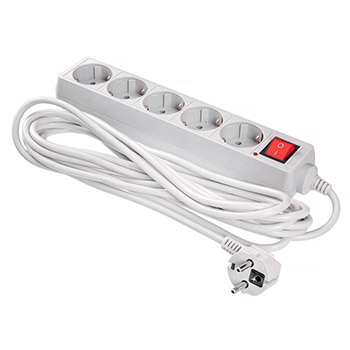 картинка Сетевой фильтр " Buro " 5м 5 розеток, 7А, без защитных шторок, защита от короткого замыкания, защита от перегрева, серый