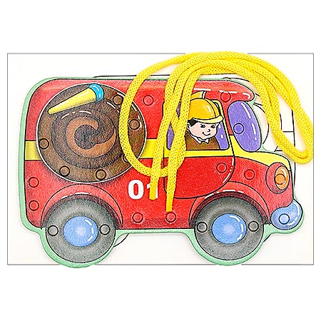 картинка Раскраска-шнуровка " Антураж " А5 1л Пожарная машина, шнуровка- 15*8см, пакет, европодвес