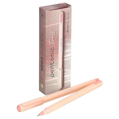 картинка Ручка шариковая " Linc " Pentonic Frost красная, 0,7мм, толщина письма 0,35мм, игольчатый пишущий узел, одноразовая, розовый круглый корпус, колпачок с клипом