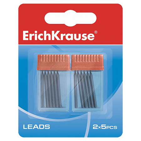 картинка Грифели для циркулей 2,0мм, HB " Erich Krause " 10шт (2 тубы по 5 грифелей), пластиковый футляр