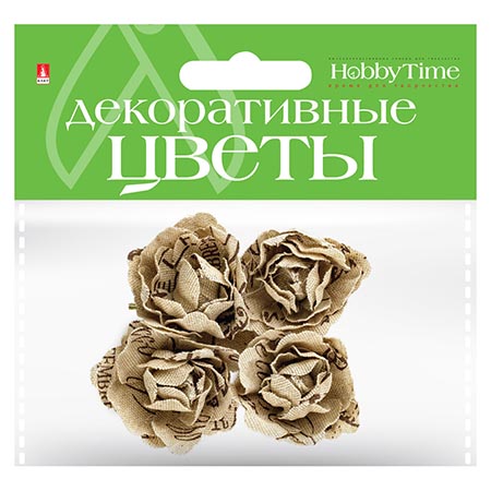 картинка Декоративный элемент " Hobby Time " Цветы 4шт, Вид 5, мешковина