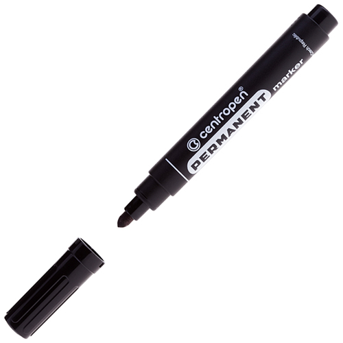 картинка Маркер " Centropen " черный 2,5мм пулевидный наконечник перманентный