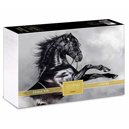 картинка Пазлы " Hatber " 500элементов Premium Legend ZooStyle Черный скакун 48*33см, постер, подарочная картонная упаковка