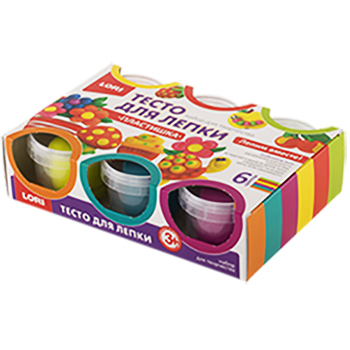 картинка Тесто для лепки " Lori " Пластишка Набор №13 6цв по 80гр в малой пластиковой банке с крышкой