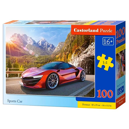 картинка Пазлы " Castor Land " 100элементов Спорткар 40*29см, картонная упаковка 32*22*4,7см