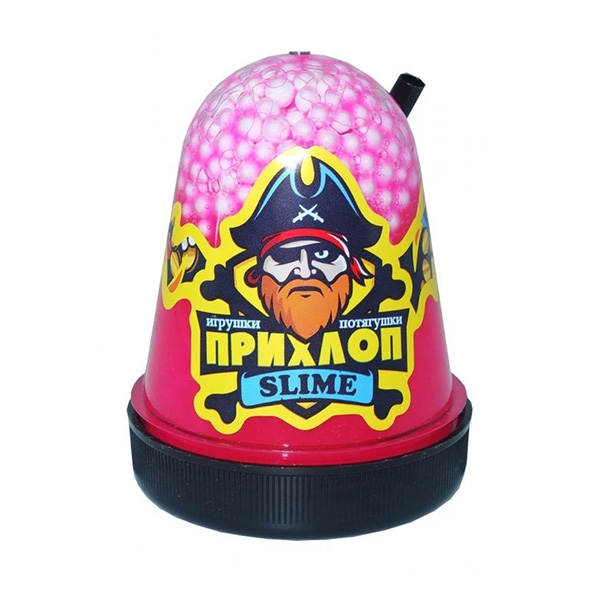 картинка Слайм " Прихлоп " Флуоресцентный, с шариками, маджента, капсула, 130гр
