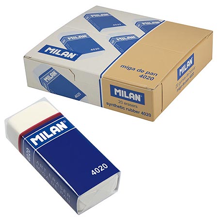 картинка Ластик " Milan " каучуковый, белый, 55*23*13мм, для применения в рисовании