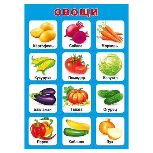 картинка Плакат " Мир поздравлений " 409 А4 Овощи, мелованный картон 190г/м2, без отделки