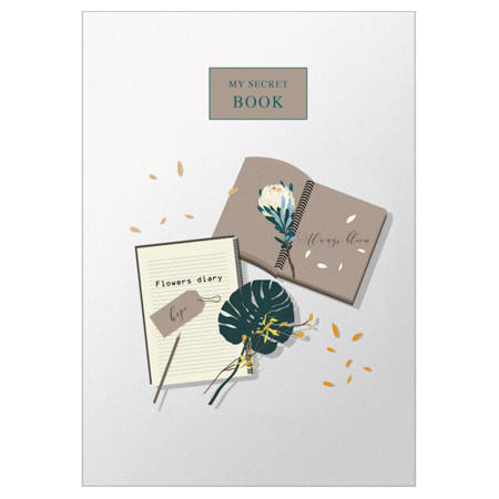 картинка Записная книжка А5 7БЦ 160л " Эксмо " My secret book, клетка, обложка - матовый ламинированный картон, выборочный УФ-лак, сшивка, офсет 60г/м2