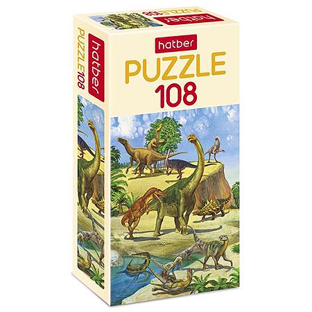 картинка Пазлы " Hatber " 108элементов Эра динозавров 21*30см, картонная упаковка