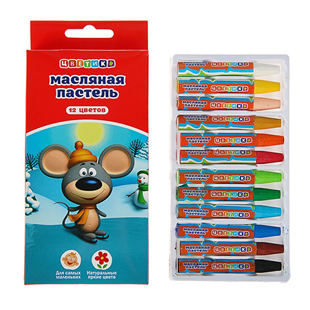 картинка Пастель " Цветик " 12цв масляная, картонная упаковка, европодвес