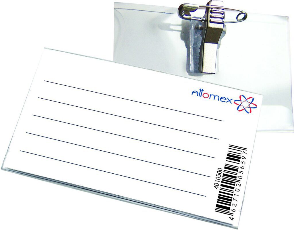 картинка Бейдж 55х90 мм. с булавкой и клипом