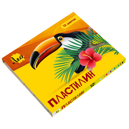 картинка Пластилин " Лео " Ярко 12цв 240г со стеком, картонная упаковка