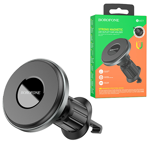 картинка Держатель для смартфонов автомобильный " Borofone " BH77 Seaside серый, магнитный, воздуховод, шарнир