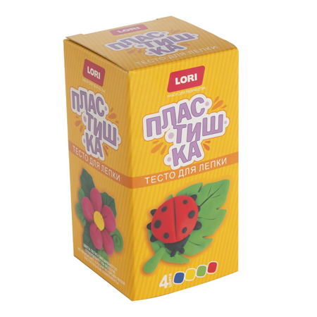 картинка Тесто для лепки " Lori " Пластишка Набор №21, в наборе: тесто для лепки, 4 формочки по 50г, картонная упаковка
