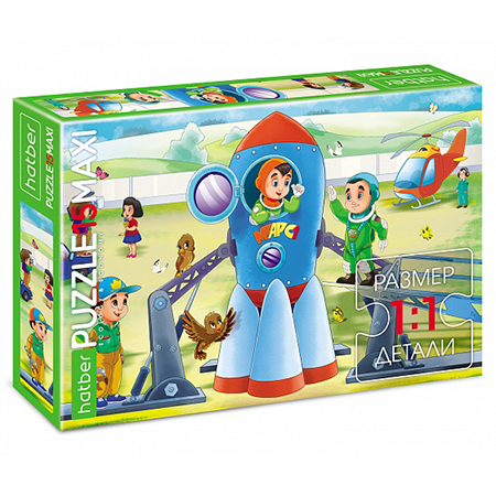картинка Пазлы " Hatber "  15элементов ECO Maxi Космическая ракета 22*33см, картонная упаковка