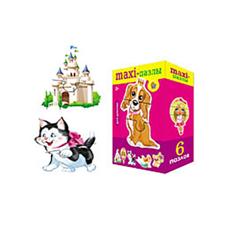 картинка Пазлы " Рыжий кот " Макси. Для деочек, состав набора: 6 картинок, 2-3 элементов, картонная упаковка 40*29,5*21,5см