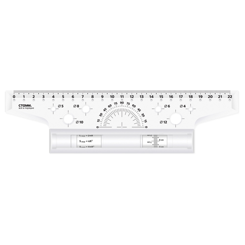 картинка Линейка-рейсшина " Стамм " 22см металлический ролик, картонная упаковка