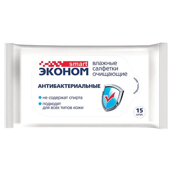 картинка Салфетки влажные  15шт " Smart Care " антибактериальные