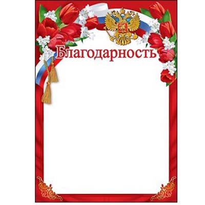 картинка Благодарность РФ А4 409 " Праздник " Тюльпаны, мелованный картон 190г/м2, без отделки