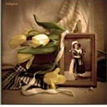 картинка Постер магнитный 100*100мм " Ретро тюльпаны " Винил, европодвес