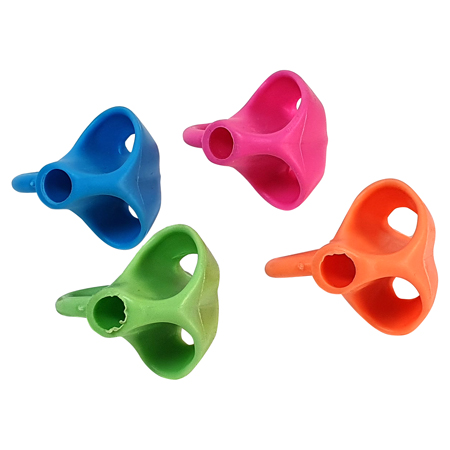 картинка Насадка силиконовая на ручку или карандаш " deVente " Ring, тренажер для постановки письма, с кольцами для 2 пальцев, ассорти (без возможности выбора цвета), пакет