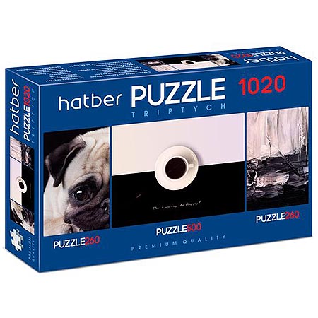 картинка Пазлы " Hatber " 1020элементов Premium TRIPTYCH Эклектика 260 элементов-22х33 см, 500 элементов-46х34см, 3 картинки в 1 коробке