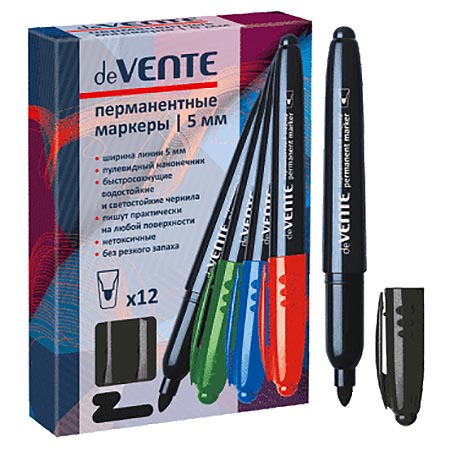 картинка Маркер " deVente " черный 5мм пулевидный наконечник перманентный