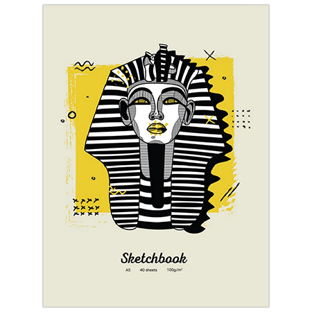картинка Скетчбук, кремовая бумага 100г/м2, А5, 40л, на резинке, 7БЦ, без линовки, твёрдый переплёт, обложка- матовый ламинированный картон, " Миленд " Фараон