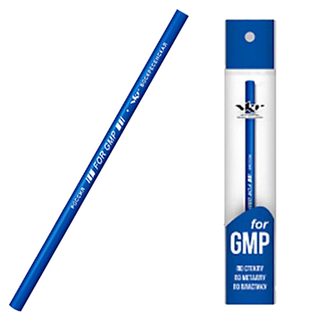 картинка Карандаш " ВКФ " For GMP синий для письма по стеклу, металлу, пластику, индивидуальная упаковка (полибег)