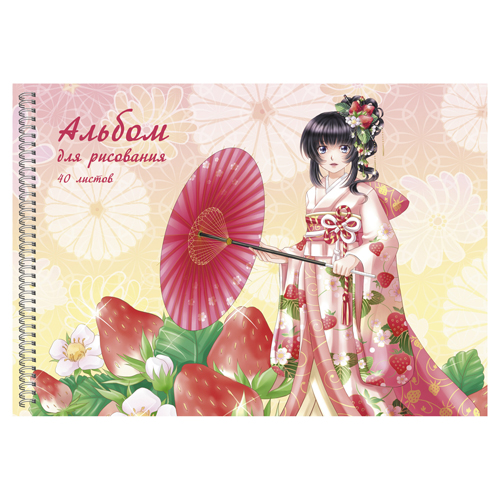 картинка Альбом А4 40л спираль " Эксмо " Леди и ягоды, обложка - мелованный картон, выборочный лак, блестки, офсет 110г/м2