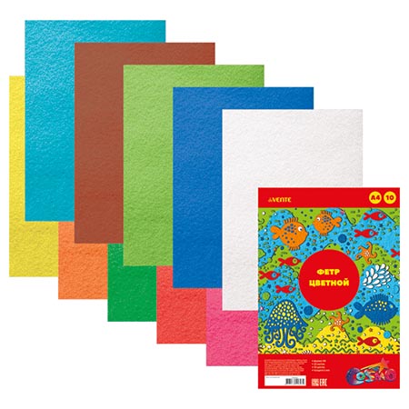 картинка Фетр цветной " deVente " А4 10л 10цв 1мм, пластиковый пакет, европодвес
