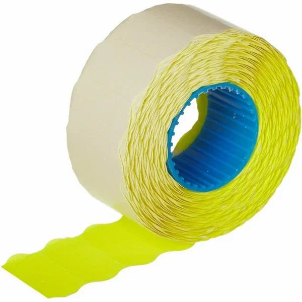 картинка Этикет-лента 26*12 желтая, волна 1000 этикеток