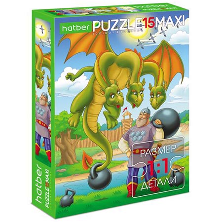 картинка Пазлы " Hatber "  15элементов ECO Maxi Змей Горыныч 22*33см, картонная упаковка