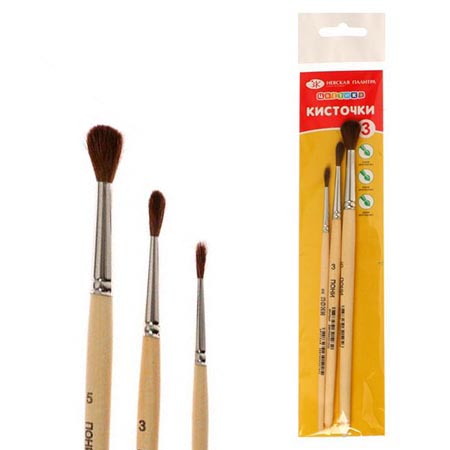картинка Набор кистей " Цветик " №11 3шт: пони - круглая №2, №3, №5