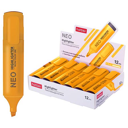 картинка Текстовыделитель 1-5мм, оранжевый, Neo " Hatber " картонная упаковка