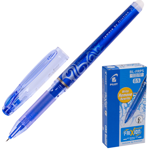 картинка Ручка пиши-стирай " Pilot " гелевая Frixion Point синяя 0,5мм резиновый держатель, цветной пластиковый корпус, картонная упаковка