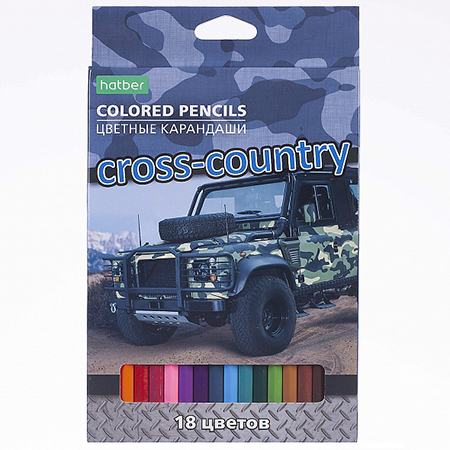 картинка Карандаши цветные деревянные ECO Cross country 18цв " Hatber " шестигранные, картонная упаковка, европодвес