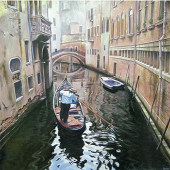 картинка Постер магнитный 200*200мм " Канал Венеции " Винил, европодвес