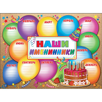 картинка Плакат " Праздник " 941 А2 Наши именниники Календарь, текст
