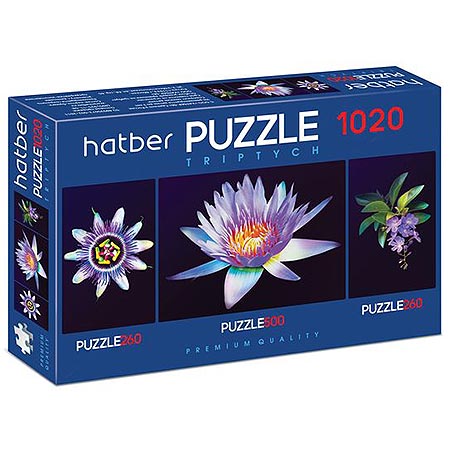 картинка Пазлы " Hatber " 1020элементов Premium TRIPTYCH Душа цветка 90*34см, 3 картинки в 1 коробке