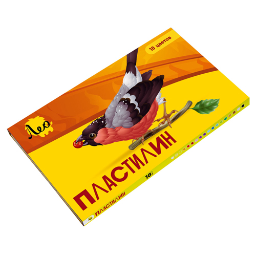 картинка Пластилин " Лео " Ярко 18цв 360г со стеком, картонная упаковка