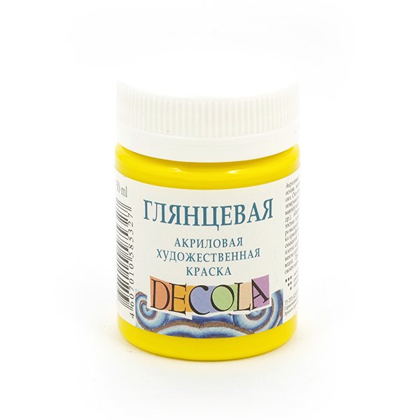 картинка Краска акриловая " Decola " 50мл глянцевая желтая светлая