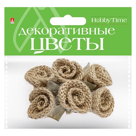 картинка Декоративный элемент " Hobby Time " Цветы 4шт, Вид 13, мешковина