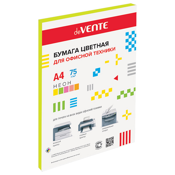 картинка Бумага " deVente " неон А4 75г/м 50л желтая