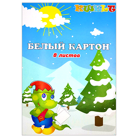 картинка Картон белый А4 немелованный 8л " KWELT " 190г/м2, в папке