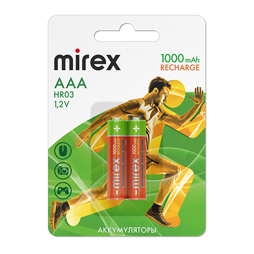 картинка Аккумулятор " Mirex " HR03 1000mAh, 2шт Ni-Mh, блистер