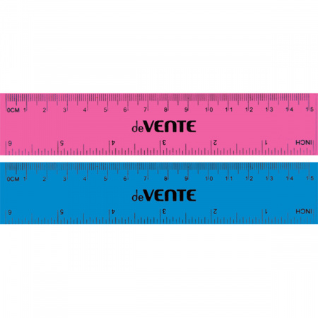 картинка Линейка пластиковая "deVENTE" 16 см, с индивидуальной маркировкой, полупрозрачная цветная