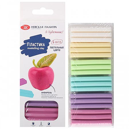 картинка Набор пластики " Я- Художник! " 6цв 120г пластика запекаемая, пастельные цвета, картонная упаковка с европодвесом